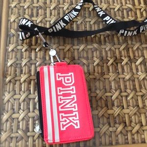 Pink cardholder lanyard